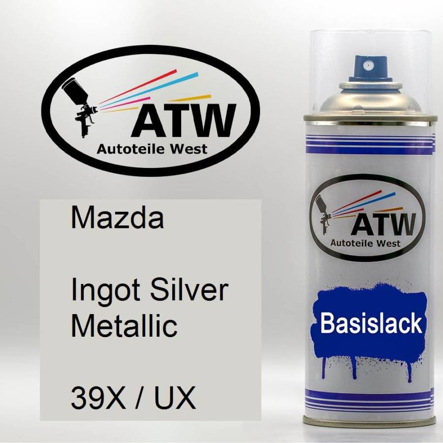 Mazda, Ingot Silver Metallic, 39X / UX: 400ml Sprühdose, von ATW Autoteile West.